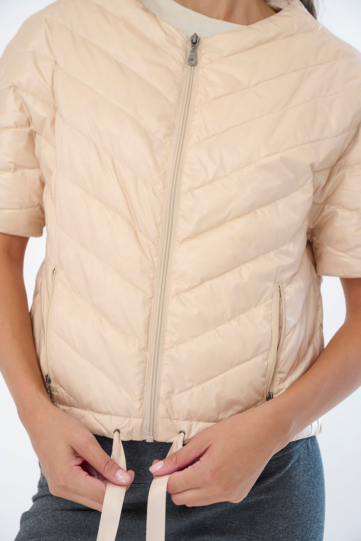 Chevron Quilted Short Sleeve Jacket