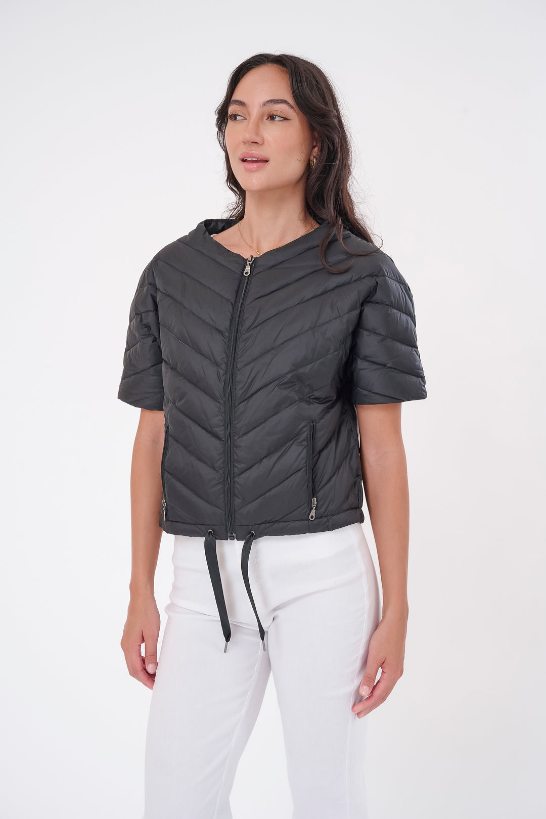 Chevron Quilted Short Sleeve Jacket