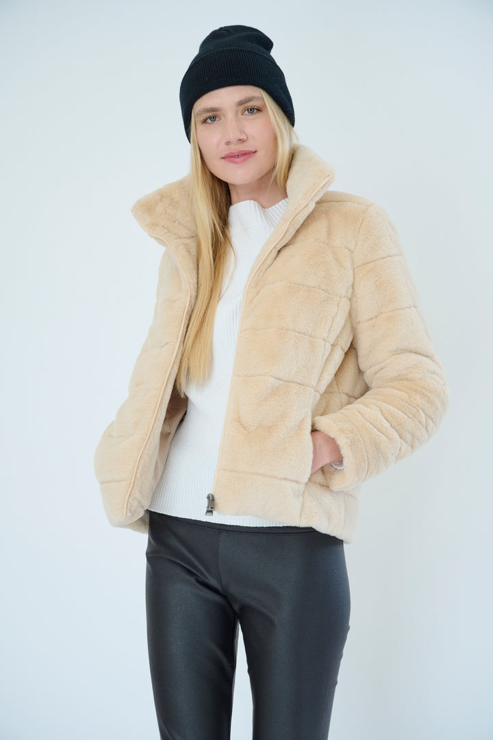 Faux Fur Quilted Jacket