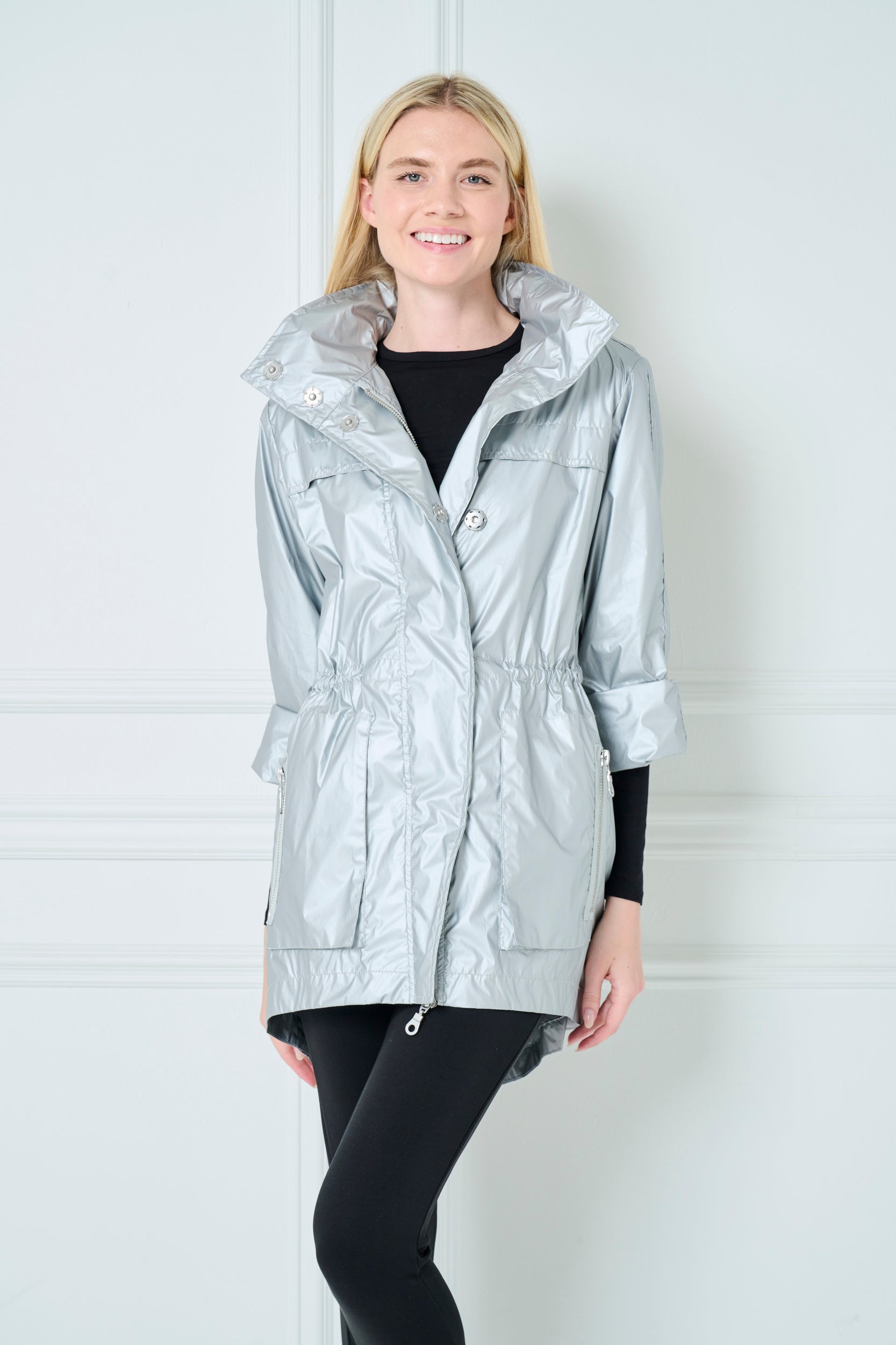 Metallic cheap rain jacket