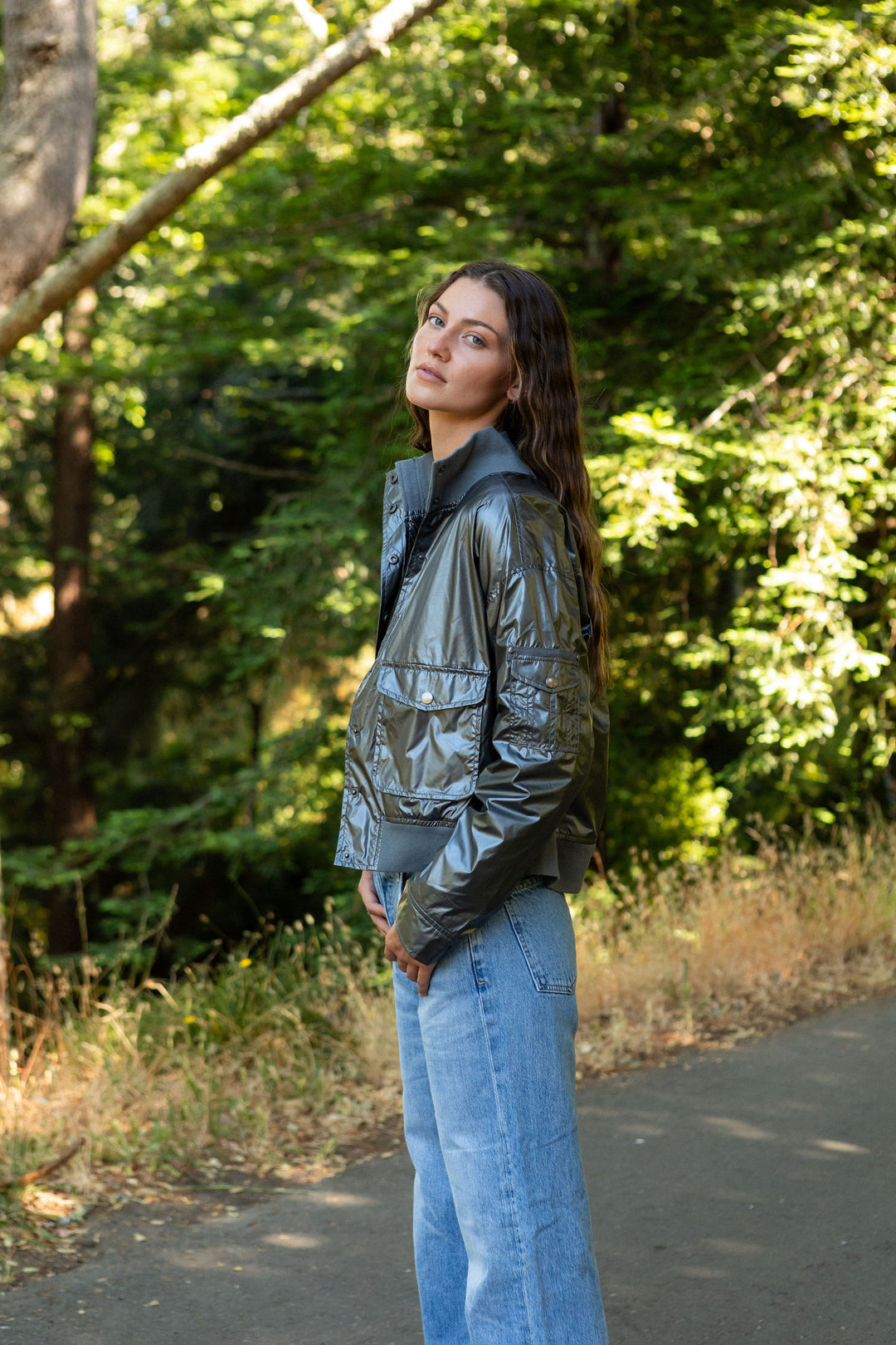 Metallic Aviator Jacket