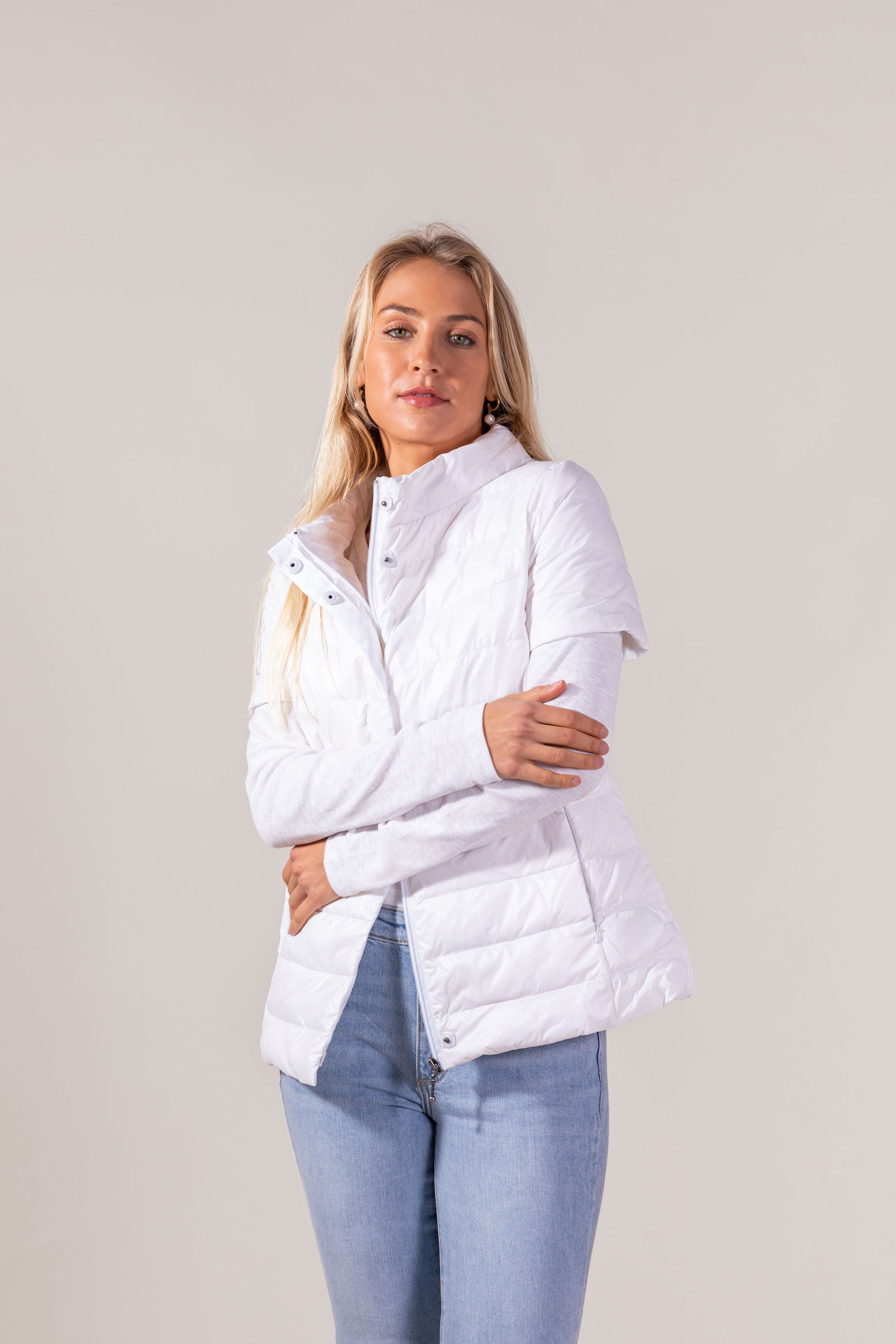 Martha Stewart Quilted Down Short Sleeve Puffer Jacket - QVC.com