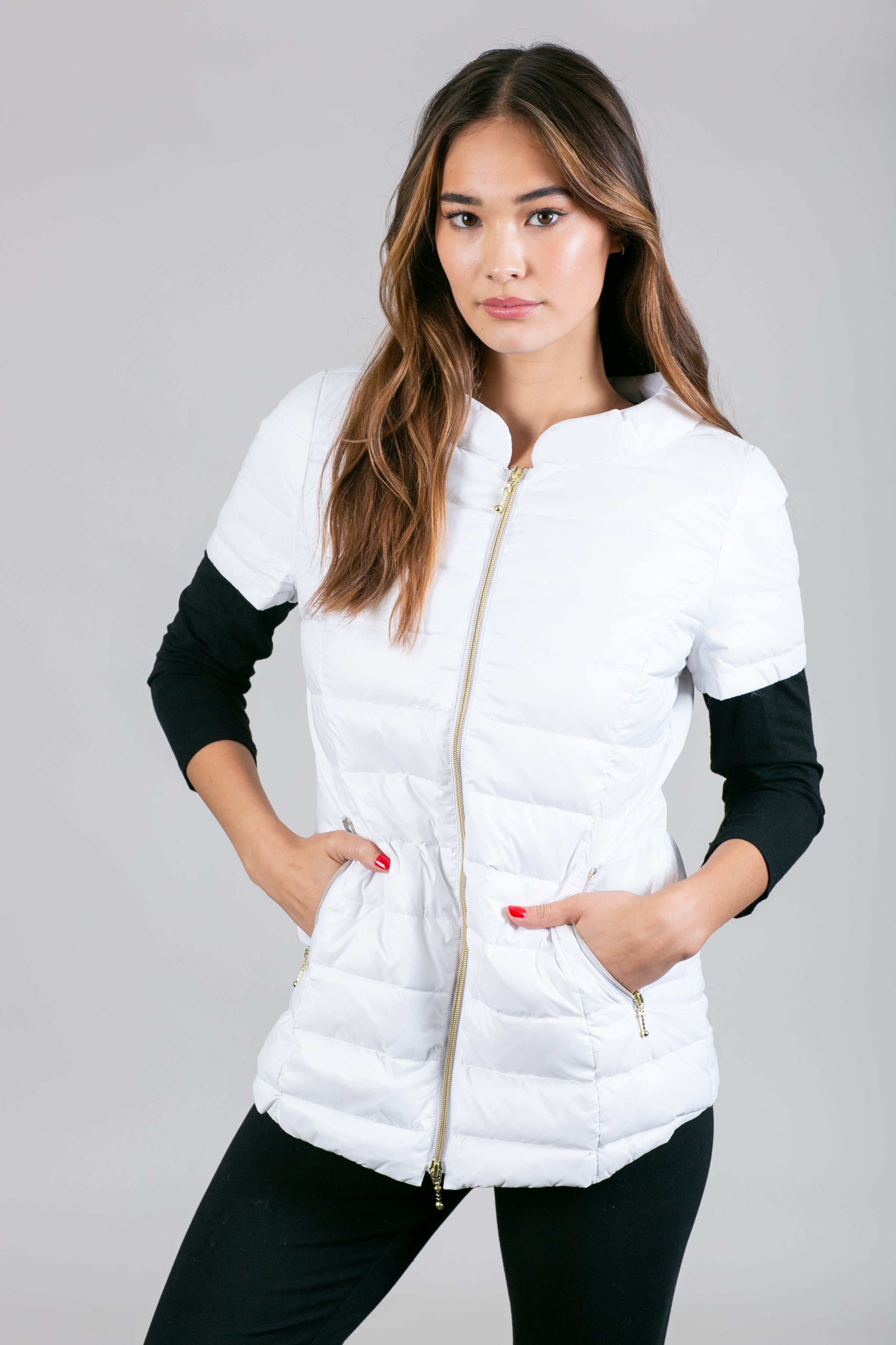 White short shop sleeve jacket ladies