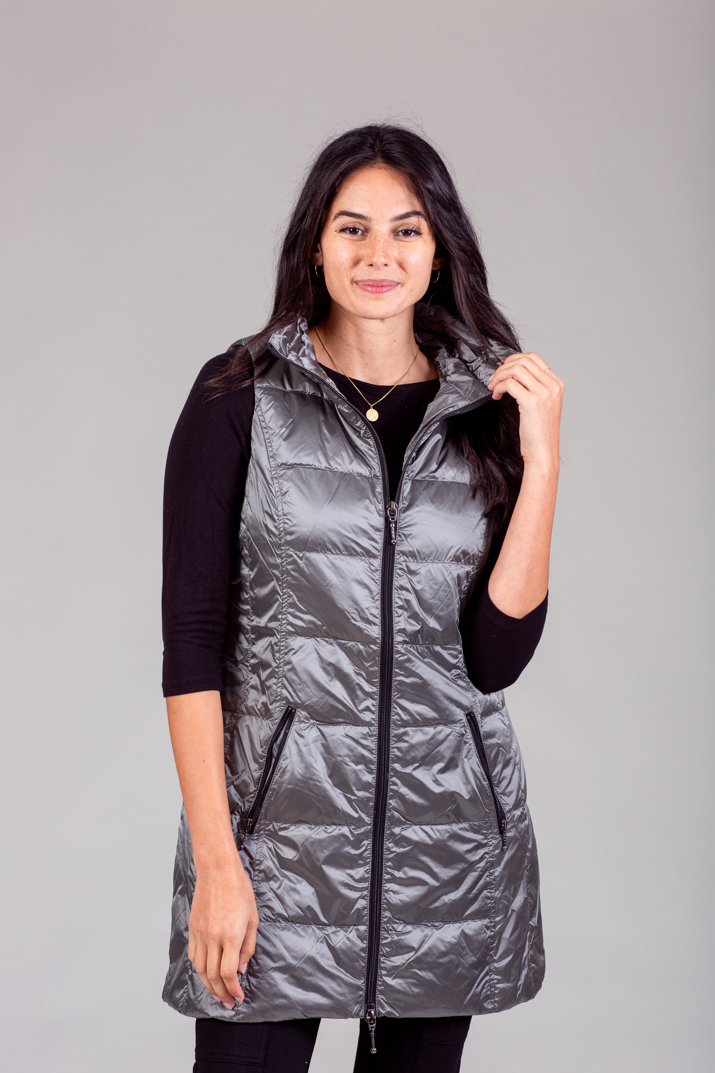 Long Metallic Down Vest – MyAnorak