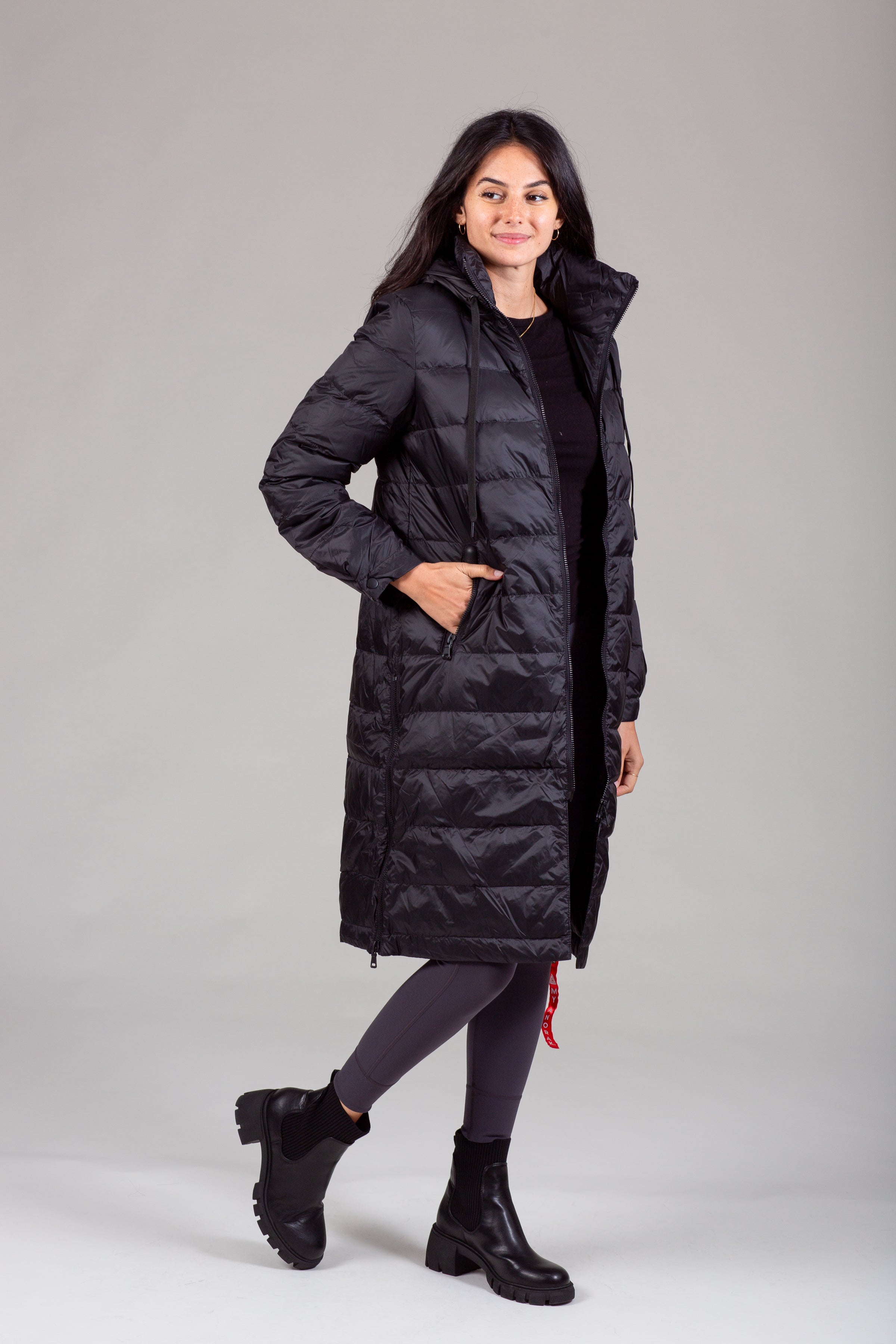 Long puffer trench discount coat