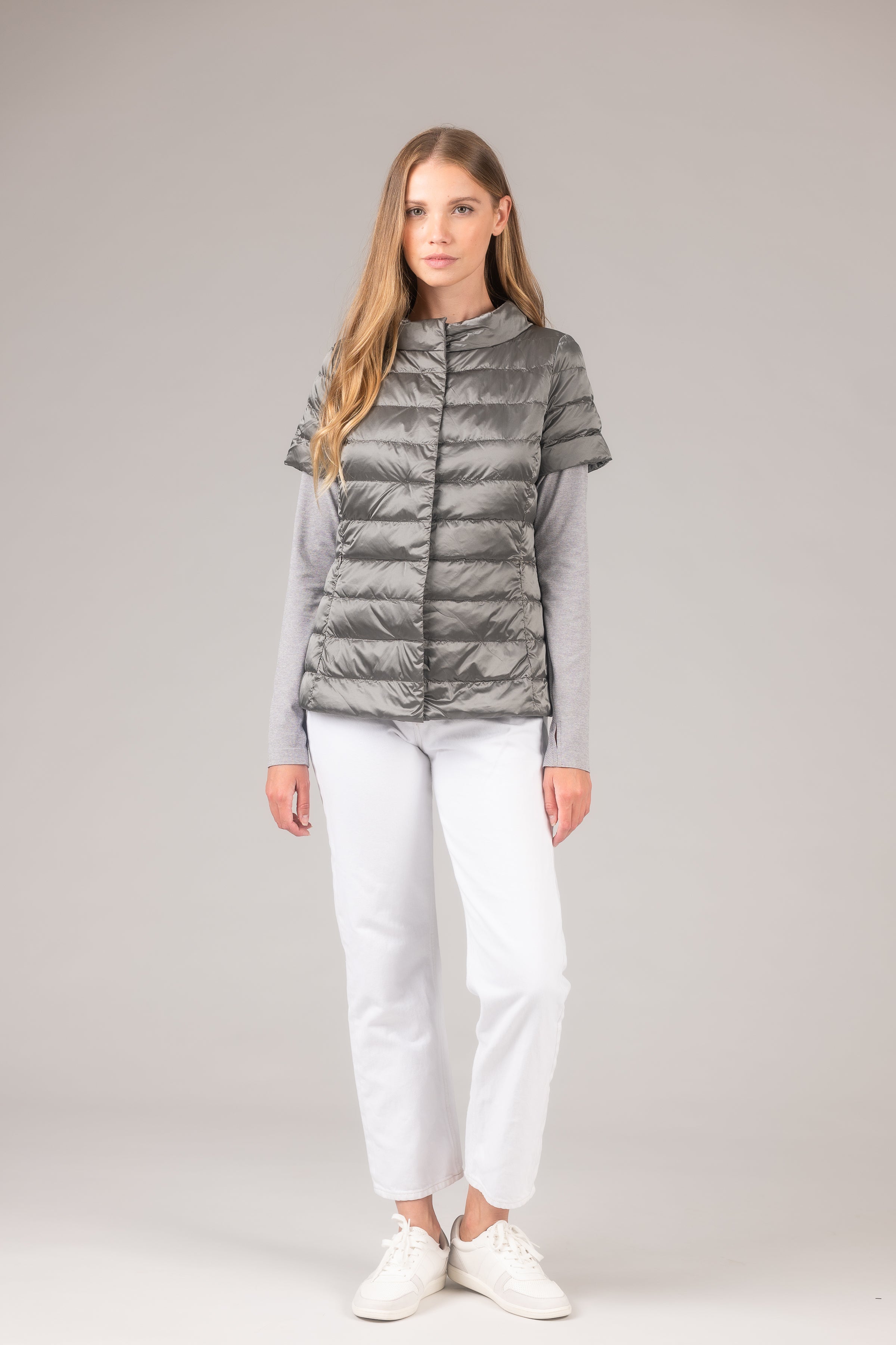 Puffy vest clearance with short sleeves