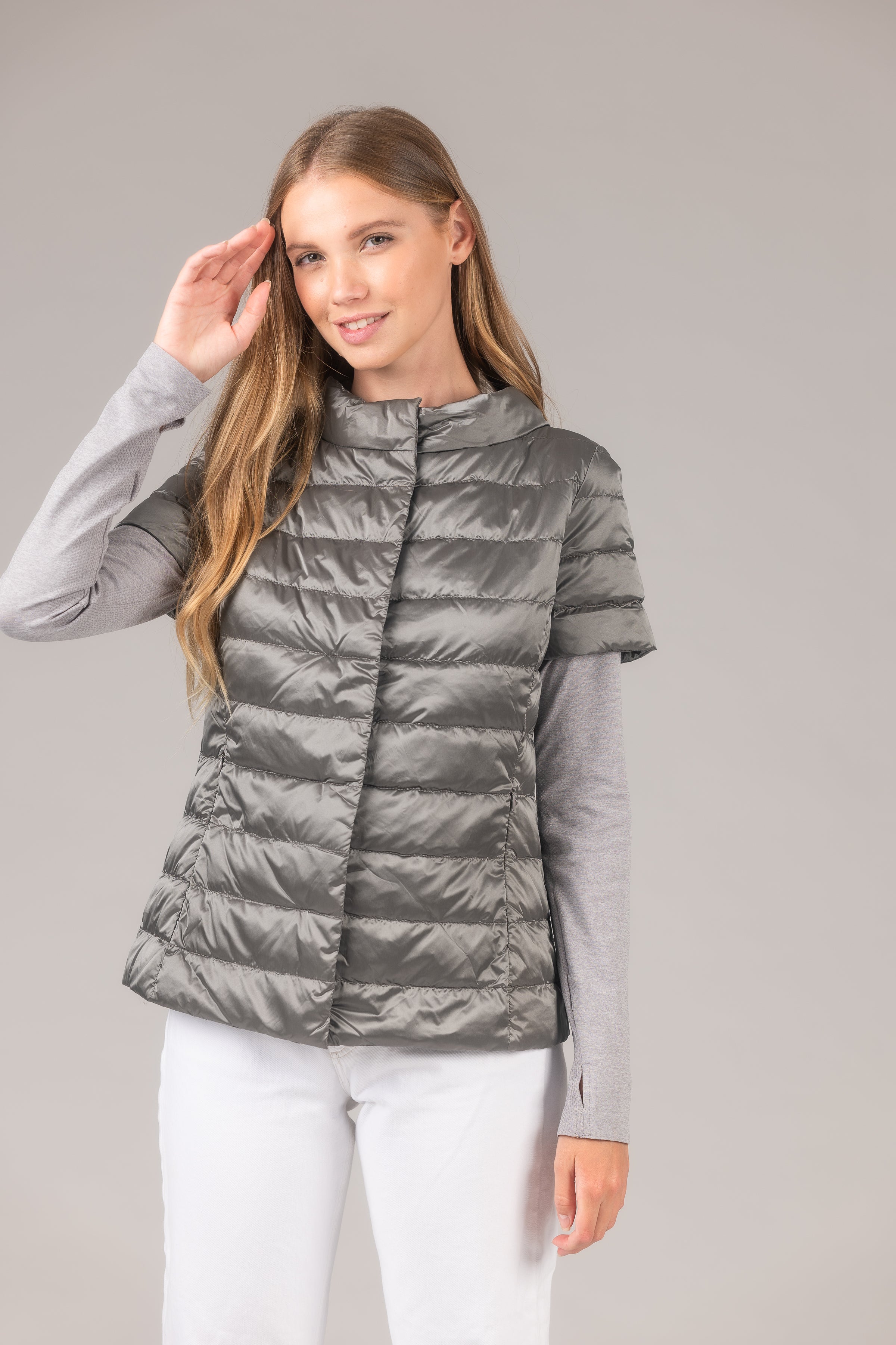 Short sleeve shop puffer coat