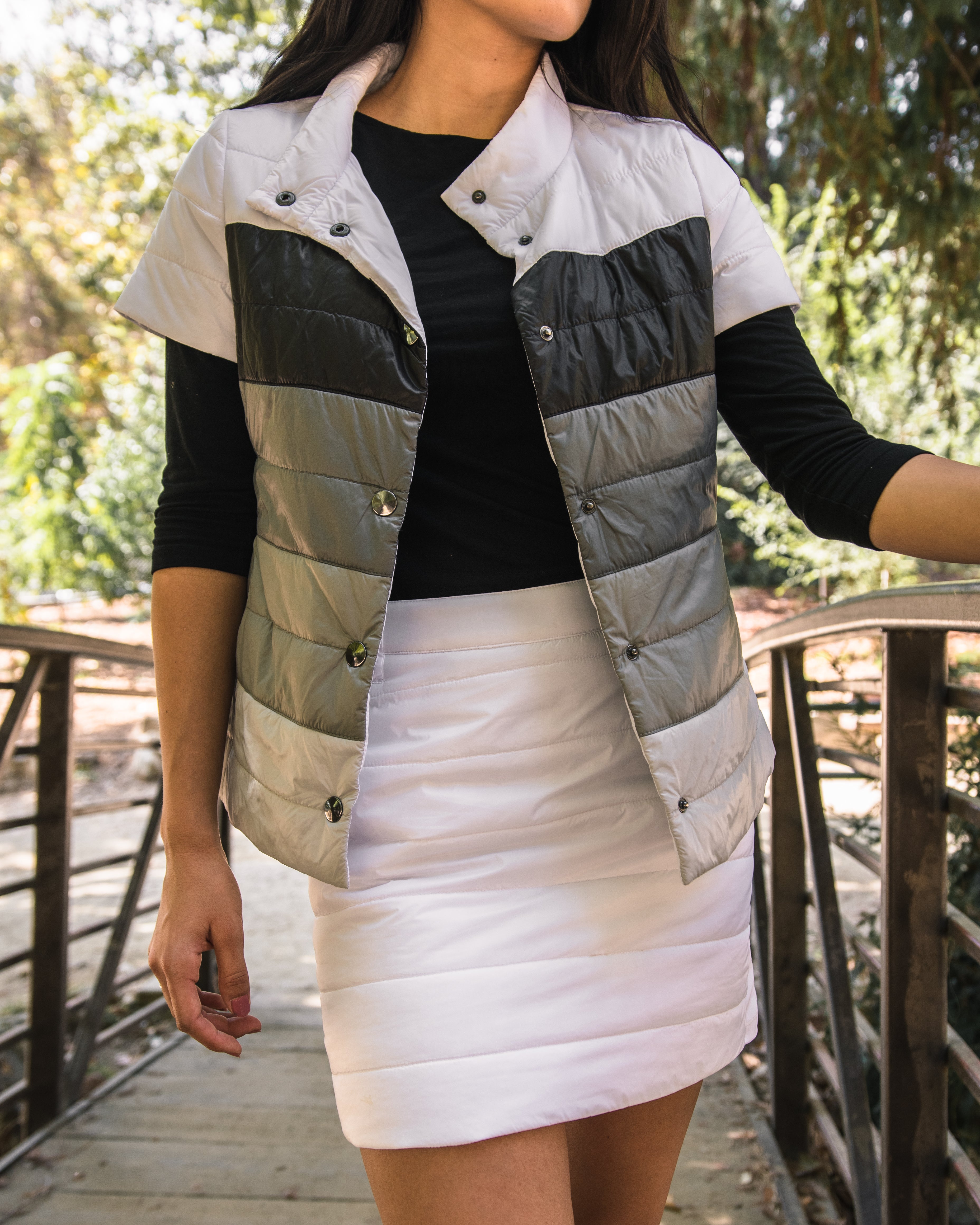 Black and clearance white quilted skirt