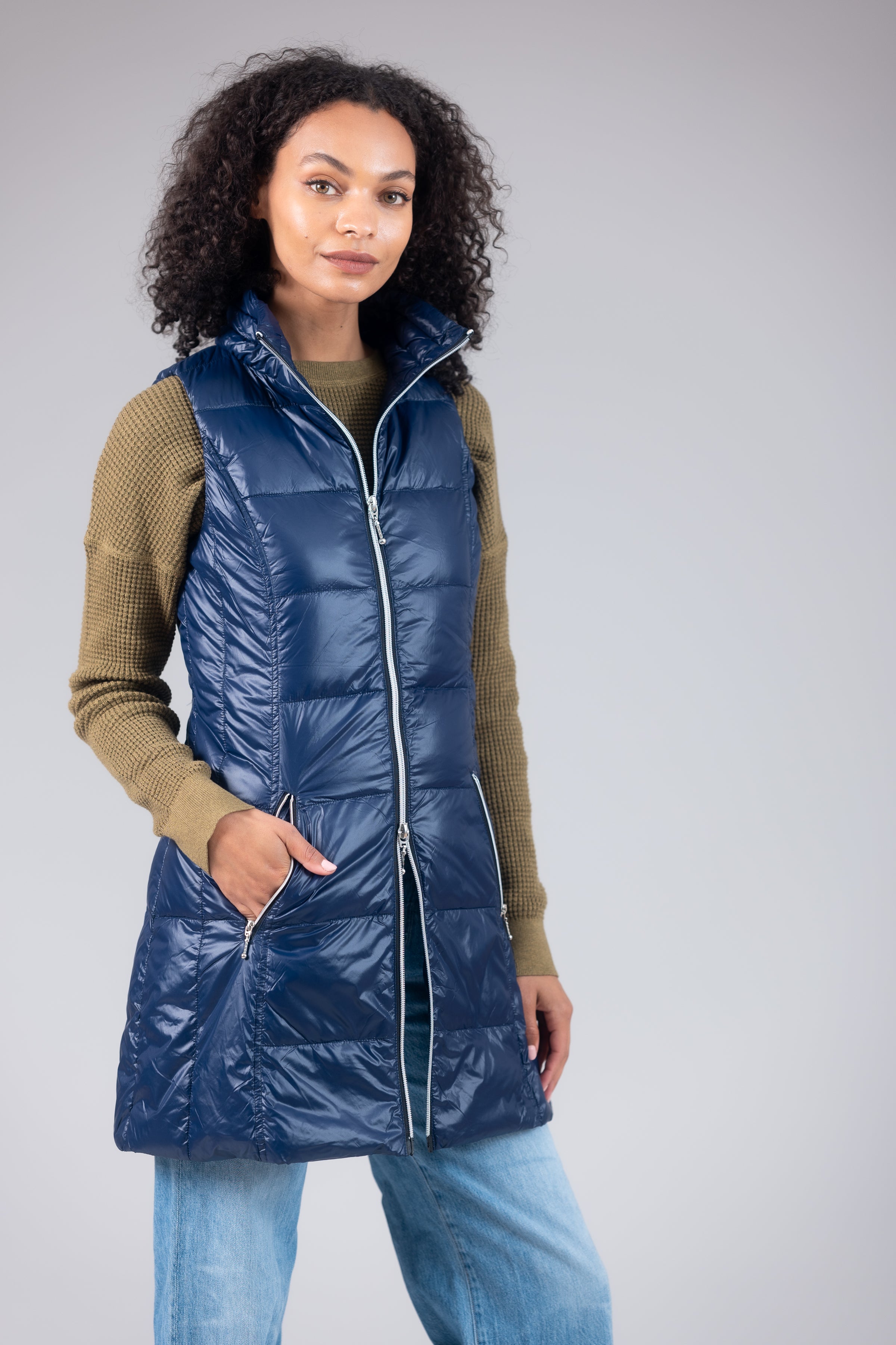 Long Nylon Down Vest