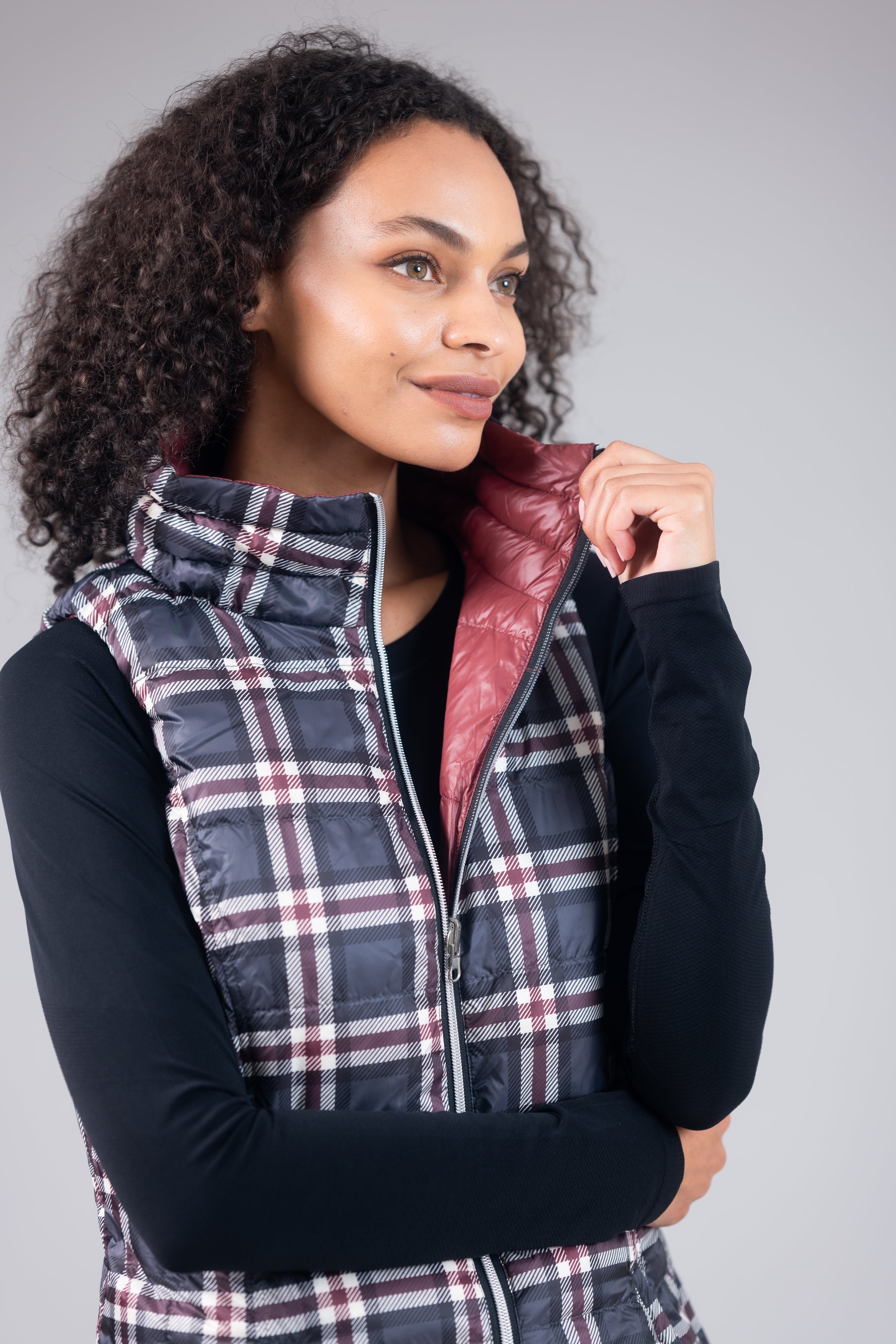 Womens plaid 2024 puffer vest